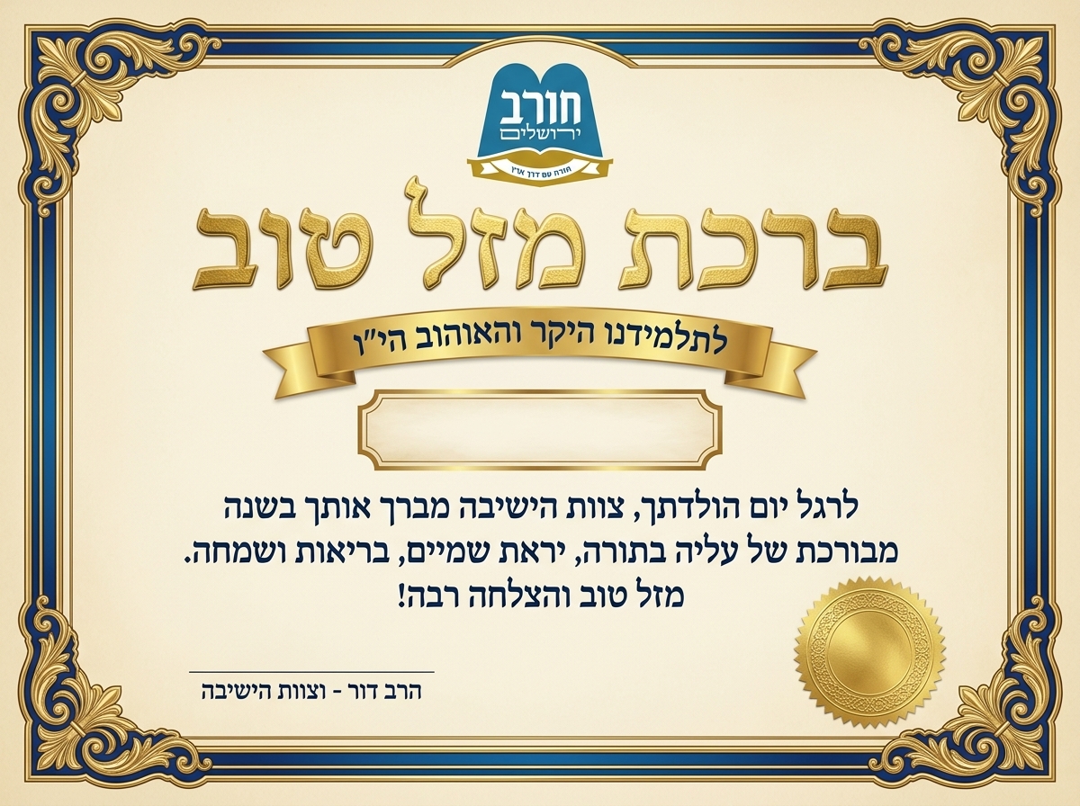 תעודת ברכה חורב